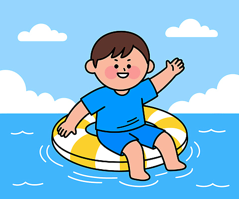 계절 감정 바다 컨셉 관계 놀이 휴가 표정 사람 신체부위 수상스포츠 안전장비 생태계 튜브 파일형식 벡터 여름 어린이 구명부환 손 하늘 물놀이 해변 수영 즐거움 모션 친구 휴식 웃음 야외 자연 풍경 국내일러스트 AI파일 일러스트 바캉스