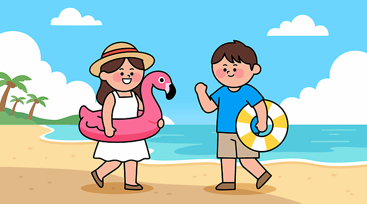 계절 감정 바다 컬러 조류 휴가 사람 태양 수상스포츠 파일형식 벡터 해변 어린이 여름 튜브 플라밍고 분홍색 수영 파도 햇빛 놀이기구 Sand 즐거움 모션 국내일러스트 AI파일 일러스트 바캉스