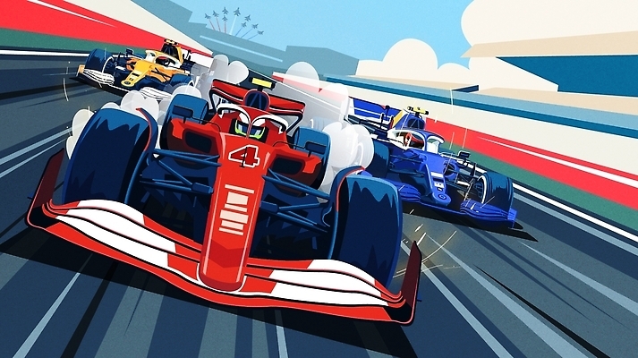 스포츠 일러스트 자동차 바람 이벤트 빨간색 파란색 경쟁 레이싱 속도 트랙 엔진 세대 포뮬러 국내일러스트 AI파일 자연요소 육상교통 컬러 컨셉 날씨 시합 규격 파일형식 벡터