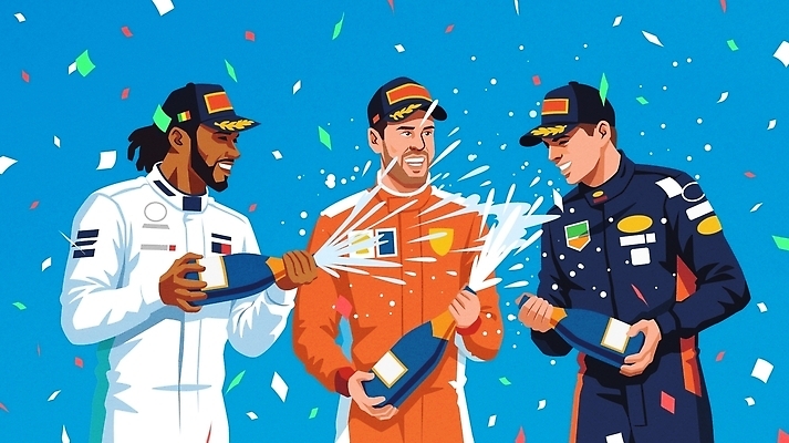 남자 스포츠 컬러 백그라운드 일러스트 자동차 협력 기념 파티 축제 경쟁 기쁨 축하 레이싱 우승 화려 샴페인 즐거움 시상식 국내일러스트 AI파일 감정 육상교통 컨셉 주류 사람 이벤트 시합 최고 파일형식 벡터