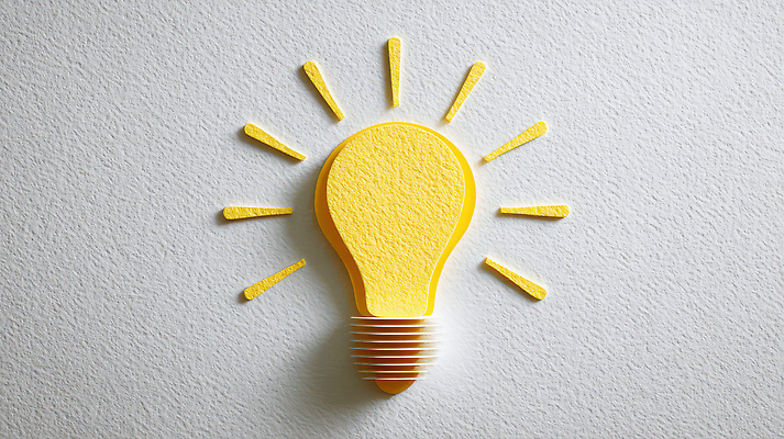 JPG 모양 편집이미지 기호 디자인 벽 상징 전구 아이디어 실내 빛 노란색 표현 페이퍼아트 모던 그림 장면 창의성 편집실사 AI컴퓨터그래픽 AI콘텐츠 문자 컬러 컨셉 내부 CG 파일형식