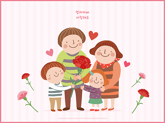 식물 기념일 꽃 감정 컨셉 가족 관계 표정 사람 이벤트 신체부위 5월 파일형식 벡터 엄마 어린이 아빠 사랑 함께함 미소 손 행복 뷰티풀 축하 중앙 표현 컬러 AI파일 일러스트 국내일러스트 어버이날 가정의달 카네이션