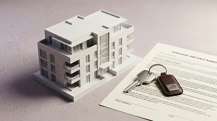 JPG 편집이미지 열쇠 부동산 건물 사무실 모형 거래 문서 투자 계약서 부동산거래 부동산업 편집실사 AI컴퓨터그래픽 AI콘텐츠 건축물 산업 비즈니스 재산 CG 파일형식