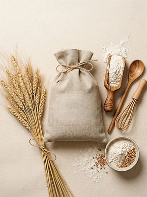 JPG 편집이미지 식재료 재료 자연 탁자 곡류 요리 농장 숟가락 식사 주머니 밀 준비 유기농 밀가루 거품기 건강식 편집실사 AI포토 AI콘텐츠 웰빙 음식 가구 농업 주방용품 수저 가루 CG 생태계 파일형식