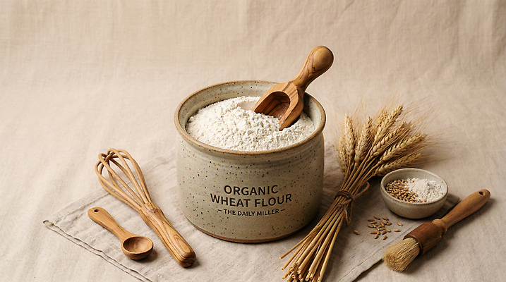 JPG 편집이미지 그릇 식재료 주방용품 요리 주방 숟가락 식사 도구 밀 유기농 반죽 밀가루 거품기 작업대 편집실사 AI포토 AI콘텐츠 식기 웰빙 생활용품 곡류 수저 가루 CG 파일형식