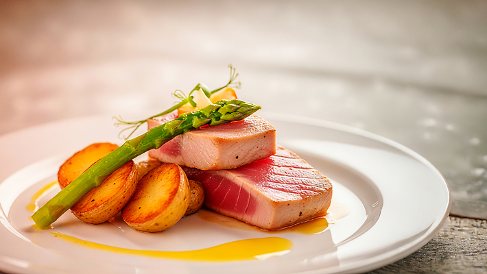 JPG 편집이미지 식재료 감자 어류 요리 주방 레스토랑 요리사 식사 맛 저녁 프레젠테이션 준비 아스파라거스 레시피 편집실사 파인다이닝 AI포토 AI콘텐츠 직업 컨셉 채소 식당 수중동물 밤 야간 CG 파일형식