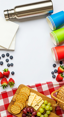 JPG 편집이미지 음료 음식 과일 딸기 치즈 소풍 바구니 크래커 과자 종이컵 준비 블루베리 편집실사 AI포토 AI콘텐츠 디저트 유제품 컵 야외활동 쿠키 일회용 CG 파일형식