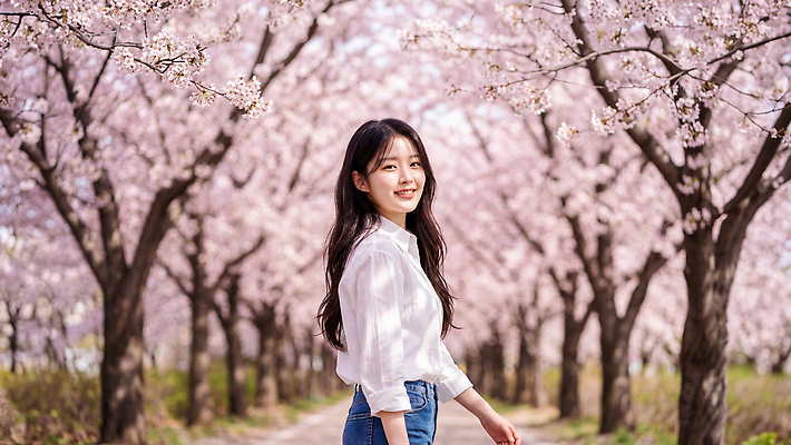 JPG 모양 나무 편집이미지 여자 꽃 자연 거리 미소 풍경 소풍 걷기 봄 벚꽃 뷰티풀 의료성형뷰티 편집실사 AI인물포토 AI콘텐츠 식물 계절 모션 표정 사람 야외활동 CG 생태계 파일형식 AI포토