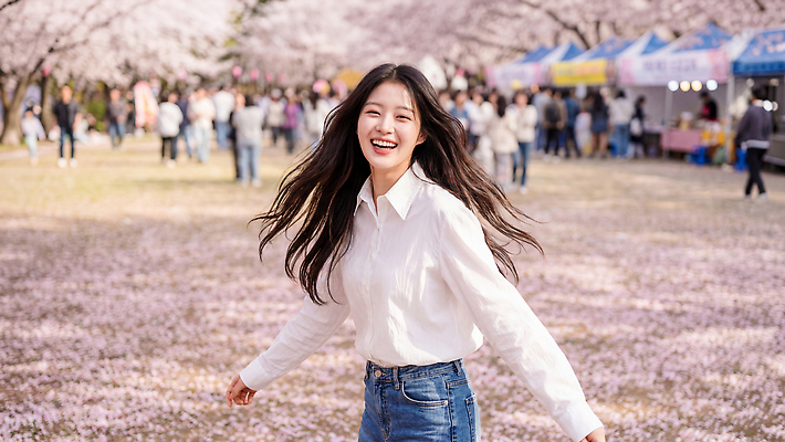 JPG 나무 편집이미지 공원 여학생 여자 꽃잎 꽃 모션 웃음 풍경 잔디 걷기 봄 만남 벚꽃 즐거움 의료성형뷰티 편집실사 AI인물포토 AI콘텐츠 식물 학생 계절 공공시설 감정 컨셉 표정 사람 CG 파일형식 AI포토