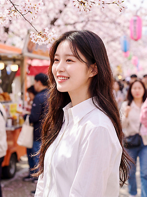 JPG 편집이미지 공원 여자 꽃 모션 자연 거리 미소 풍경 일본 축제 봄 산책 벚꽃 즐거움 의료성형뷰티 편집실사 AI인물포토 AI콘텐츠 식물 계절 공공시설 감정 아시아 휴식 표정 사람 CG 생태계 파일형식 AI포토