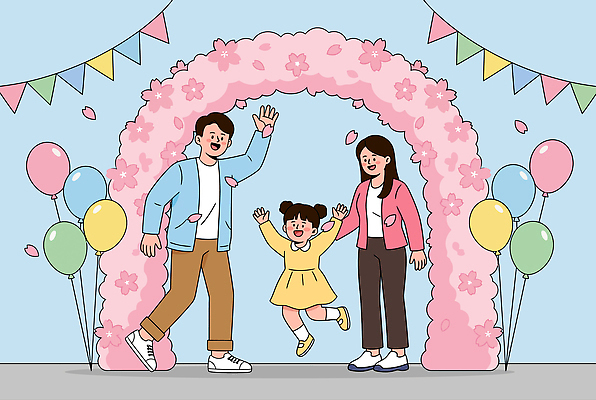 식물 감정 컨셉 가족 관계 모션 표정 사람 이벤트 테마파크 파일형식 벡터 어린이 축하 즐거움 웃음 꽃 아치 부모 놀기 장식 파티 풍선 행복 축제 순간 사랑 협력 국내일러스트 AI파일 일러스트 놀이공원