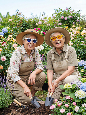 JPG 식물 편집이미지 여자 노년 꽃 행복 감정 할머니 꽃밭 모션 자연 손자 함께함 웃음 정원 작업 삽 원예 의료성형뷰티 편집실사 AI인물포토 AI콘텐츠 남자 컨셉 표정 사람 성인 취미 손주 CG 생태계 파일형식 AI포토