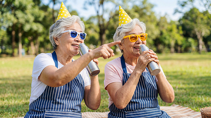 JPG 나무 편집이미지 공원 할머니 컬러 노래 모션 함께함 웃음 초원 친구 파티 장비 에너지 물병 즐거움 의료성형뷰티 편집실사 AI인물포토 AI콘텐츠 식물 공공시설 여자 노년 감정 음악 컨셉 관계 표정 이벤트 물통 CG 파일형식 AI포토