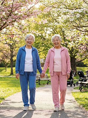 JPG 나무 편집이미지 커플 공원 노년 꽃 할머니 자연 함께함 건강 대화 웃음 친구 운동 걷기 손잡기 봄 산책 의료성형뷰티 편집실사 AI인물포토 AI콘텐츠 식물 계절 공공시설 여자 컨셉 관계 모션 휴식 표정 말하기 성인 CG 생태계 파일형식 AI포토