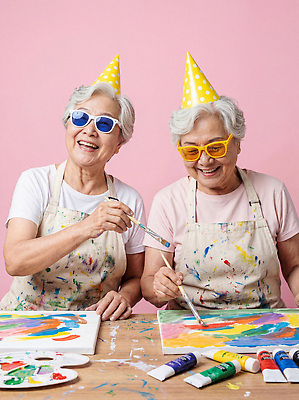 JPG 편집이미지 노년 안경 할머니 분홍색 가족 모션 함께함 미술 웃음 친구 색칠 즐거움 그림 캔버스 의료성형뷰티 편집실사 AI인물포토 AI콘텐츠 잡화 여자 감정 컬러 컨셉 관계 문화예술 표정 성인 CG 파일형식 AI포토