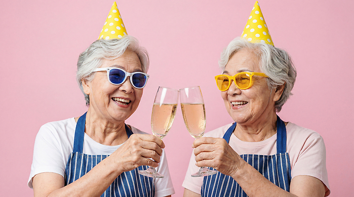 JPG 편집이미지 기념일 노년 행복 안경 할머니 분홍색 함께함 웃음 친구 파티 축하 시간 생일 샴페인 즐거움 건배 의료성형뷰티 편집실사 AI인물포토 AI콘텐츠 잡화 여자 감정 컬러 컨셉 관계 주류 표정 이벤트 성인 CG 파일형식 AI포토