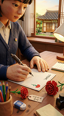 JPG 편집이미지 손 꽃 창문 아침 건물 햇빛 연필 기록 편지 카네이션 책상 스케치북 가정의달 편집3D AI컴퓨터그래픽 AI콘텐츠 주간 식물 건축물 가구 학용품 신체부위 태양 필기구 3D 5월 파일형식