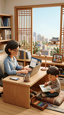 JPG 편집이미지 종이 어린이 창문 가족 엄마 노트북 컴퓨터 사무실 도시 작업 집중 책상 즐거움 그림 주말 가정의달 편집3D AI컴퓨터그래픽 AI콘텐츠 감정 가구 컨셉 비즈니스 관계 사람 전자제품 3D 5월 파일형식
