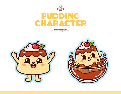 캐릭터 그릇 손 디자인 음식 컬러 일러스트 디저트 아이디어 표정 귀여움 초콜릿 기쁨 체리 크림 즐거움 그림 푸딩 일러캐릭터 AI파일 식기 감정 컨셉 과일 신체부위 파일형식 벡터