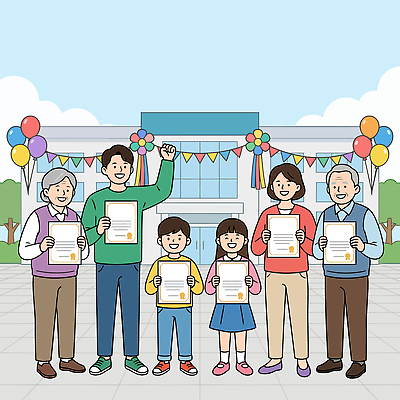 교육 감정 컨셉 졸업 관계 모션 표정 사람 이벤트 파일형식 벡터 졸업식 가족 학교 졸업장 기쁨 축하 풍선 장식 날씨 밝음 행복 웃음 기념일 행진 성공 어린이 기념 국내일러스트 AI파일 일러스트