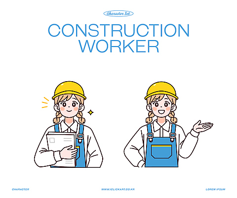 여자 남자 건축 일러스트 모션 표정 작업복 설명 안전 사람 표현 관찰 작업 헬멧 문서 소통 작업자 건설근로자 국내일러스트 AI파일 직업 옷 컨셉 보호장비 파일형식 벡터