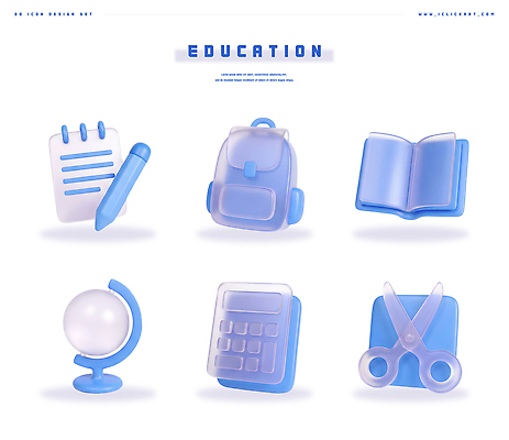 PSD 아이콘 학생 교육 가방 학교 책 학습 3D아이콘 연필 지구본 교수 공책 자료 계산기 문서 잡화 문구용품 학용품 필기구 교사 장비 파일형식