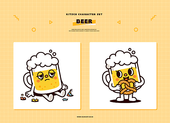 캐릭터 감정 컬러 다수 주류 파일형식 벡터 맥주 슬픔 즐거움 음식 디자인 다양 표현 음료 세트 그림 스타일 노란색 AI파일 일러스트 일러캐릭터