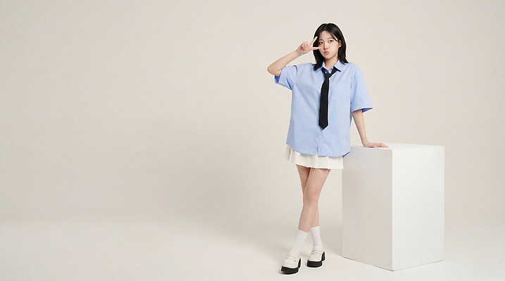 JPG 편집이미지 학생 손 옷 여학생 교복 포즈 백그라운드 바지 모션 캐주얼 머리 공간 흰색 의료성형뷰티 편집실사 AI인물포토 AI콘텐츠 여자 컬러 하의 신체부위 CG 파일형식 AI포토