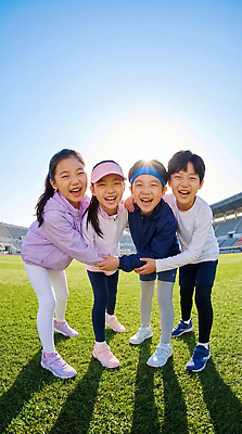 JPG 편집이미지 손 행복 어린이 스포츠 모션 웃음 잔디 운동 햇빛 경기장 잡기 그룹 의료성형뷰티 편집실사 AI인물포토 AI콘텐츠 식물 감정 스포츠시설 표정 건강 사람 신체부위 태양 CG 파일형식 AI포토