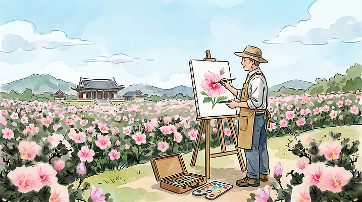 JPG 꽃 여유 예술 컬러 꽃밭 일러스트 자연 하늘 미술 사람 풍경 봄 시간 작업 그림 화가 지역 무궁화 그림도구 독립기념일 국내일러스트 AI일러스트 AI콘텐츠 식물 직업 계절 기념일 감정 문화예술 미술도구 생태계 독립 파일형식