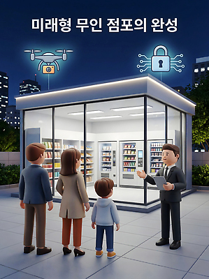 JPG 편집이미지 미래 기술 대화 설명 쇼핑 상점 도시 상품 고객 직원 서비스 모던 보안 드론 편집3D AI컴퓨터그래픽 AI콘텐츠 컨셉 모션 말하기 안전 3D 파일형식