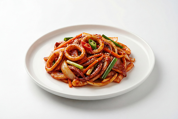 JPG 편집이미지 그릇 한식 음식 채소 재료 고추 양파 요리 식사 고명 양념 해산물 오징어 볶음 오징어볶음 편집실사 AI포토 AI콘텐츠 식기 연체동물 수중동물 CG 파일형식