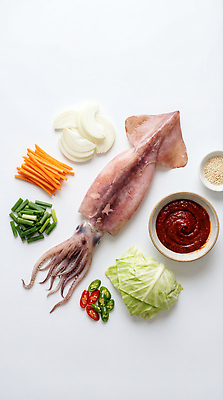 JPG 편집이미지 채소 재료 고추 양파 요리 식사 당근 양념 고추장 배추 오징어 레시피 파 오징어볶음 편집실사 AI포토 AI콘텐츠 연체동물 뿌리채소 수중동물 CG 볶음 파일형식