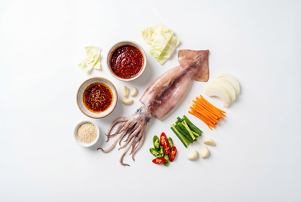 JPG 편집이미지 채소 재료 고추 요리 주방 식사 당근 오징어 양배추 대파 다진마늘 오징어볶음 참깨 편집실사 AI포토 AI콘텐츠 연체동물 뿌리채소 수중동물 CG 볶음 깨 파 파일형식