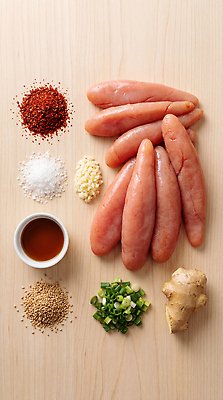 JPG 편집이미지 재료 한국 마늘 육류 요리 소시지 향신료 소금 깨 나무판자 생강 쪽파 고춧가루 명란젓 요리준비 참기름 편집실사 AI포토 AI콘텐츠 아시아 채소 식재료 목재 조미료 가공식품 기름_음식 가루 CG 준비 파 젓갈 향미료 파일형식