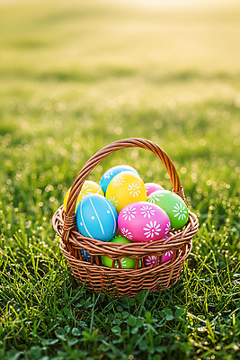 JPG 편집이미지 꽃 컬러 자연 놀이 바닥 풍경 장식 세트 바구니 계란 촬영 축제 봄 부활절계란 편집실사 AI컴퓨터그래픽 AI콘텐츠 식물 계절 부활절 알 CG 생태계 파일형식