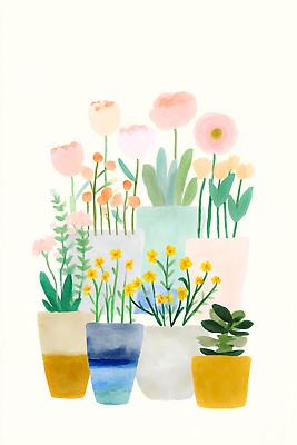 JPG 식물 꽃 행복 화분 예술 컬러 일러스트 자연 생명 장식 초록색 세계 정원 공간 성장 원형 꽃집 원예 조화 뷰티풀 수분_꽃가루 국내일러스트 AI일러스트 AI콘텐츠 도형 감정 취미 상점 생태계 파일형식