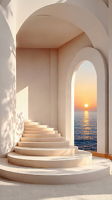 JPG 편집이미지 디자인 건축 바다 여행 창문 자연 하늘 풍경 건물 여름 빛 태양 계단 일몰 포디움 이미지편집 AI컴퓨터그래픽 AI콘텐츠 자연요소 건축물 계절 노을 무대 생태계 파일형식