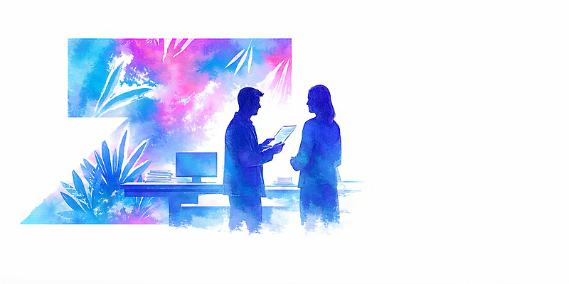 JPG 디자인 여자 남자 컬러 백그라운드 일러스트 회의 수채화 직장 대화 여러명 장식 사무실 환경 자료 공간 업무 작업 문서 공유 소통 상호작용 국내일러스트 AI일러스트 AI콘텐츠 다수 컨셉 회사 비즈니스 말하기 사람 파일형식