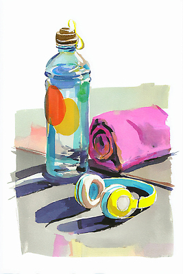 JPG 라이프스타일 음악 스포츠 컬러 패턴 일러스트 모션 탁자 휴식 건강 일상 물 수건 운동 운동기구 헬스 헤드폰 음악감상 물병 준비 수분_꽃가루 국내일러스트 AI일러스트 AI콘텐츠 자연요소 음향기기 가구 컨셉 무늬 문화예술 라이프 생활 위생용품 감상 물통 파일형식