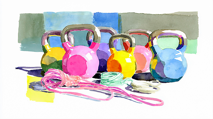 JPG 라이프스타일 남자 스포츠 컬러 다이어트 일러스트 건강 운동 운동기구 헬스 스트레칭 도구 웨이트트레이닝 연습 체육관 근력 유산소운동 케틀벨 국내일러스트 AI일러스트 AI콘텐츠 사람 생활 파일형식