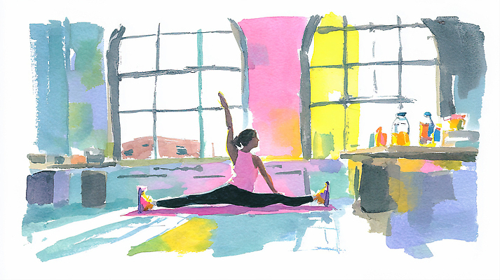 JPG 라이프스타일 손 어린이 예술 컬러 포즈 일러스트 창문 모션 휴식 조명 바닥 소녀 빛 운동 헬스 스트레칭 방 매트 유연 그림 체조 국내일러스트 AI일러스트 AI콘텐츠 여자 컨셉 건강 사람 생활 신체부위 파일형식