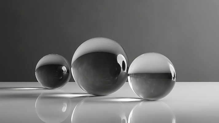 JPG 모양 편집이미지 디자인 컬러 백그라운드 탁자 표면 빛 반사 원형 세개 투명 구슬 오브젝트 장면 나란히 이미지편집 AI컴퓨터그래픽 AI콘텐츠 도형 가구 3 파일형식