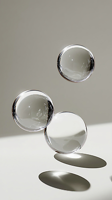 JPG 모양 편집이미지 컬러 조명 그림자 공중 빛 반사 소리 고요 공간 투명 구슬 오브젝트 질감 유리구슬 이미지편집 AI컴퓨터그래픽 AI콘텐츠 유리 파일형식