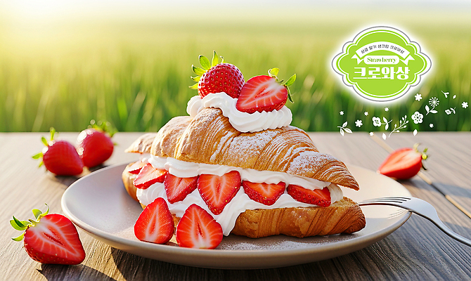 PSD 편집이미지 음식 과일 탁자 딸기 아침 디저트 요리 햇빛 식사 빵집 신선 맛 크루아상 크림 이미지편집 주간 빵 가구 컨셉 태양 상점 파일형식