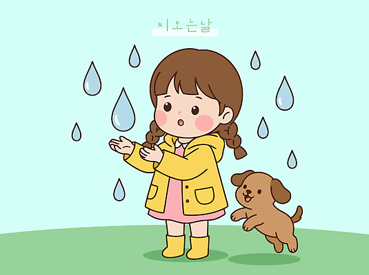 동물 감정 어린이 일러스트 모션 놀이 따뜻함 일상 친구 노란색 귀여움 비 강아지 놀이터 즐거움 우비 소통 전경 국내일러스트 AI파일 자연요소 옷 컬러 컨셉 관계 날씨 사람 풍경 라이프 반려동물 개 파일형식 벡터 탑뷰