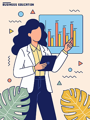 도형 식물 여자 교육 일러스트 비즈니스 통계 그래프 설명 사람 태블릿 사무실 자료 정보 성장 작업 비즈니스우먼 발표 분석 전략 마케팅 국내일러스트 AI파일 컨셉 모션 전자제품 스마트기기 직장인 파일형식 벡터