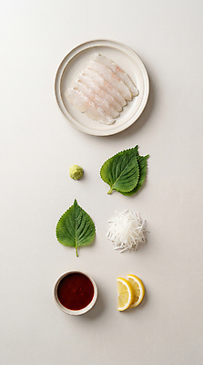 JPG 편집이미지 접시 음식 재료 어류 요리 식사 회 배열 고추냉이 레몬 해산물 깻잎 간장 대파 광어회 편집실사 AI포토 AI콘텐츠 식기 채소 과일 수중동물 생선회 양념 CG 파 파일형식