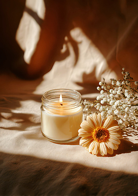 JPG 편집이미지 꽃 여유 초 자연 탁자 그림자 장식 빛 공간 분위기 편안함 오브젝트 스타일 차분 편집실사 AI포토 AI콘텐츠 식물 감정 가구 컨셉 감각 CG 생태계 파일형식