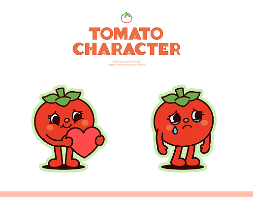 캐릭터 손 감정 토마토 일러스트 표정 사랑 귀여움 기쁨 슬픔 하트 표현 눈물 그림 채색 토마토캐릭터 일러캐릭터 AI파일 모양 컨셉 채소 미술 신체부위 파일형식 벡터